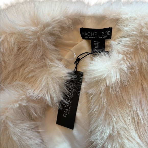 New Women’s White Faux Shearling Fur Jacket Long Sleeve Coat Small -Rachel Zoe - Picture 3 of 12